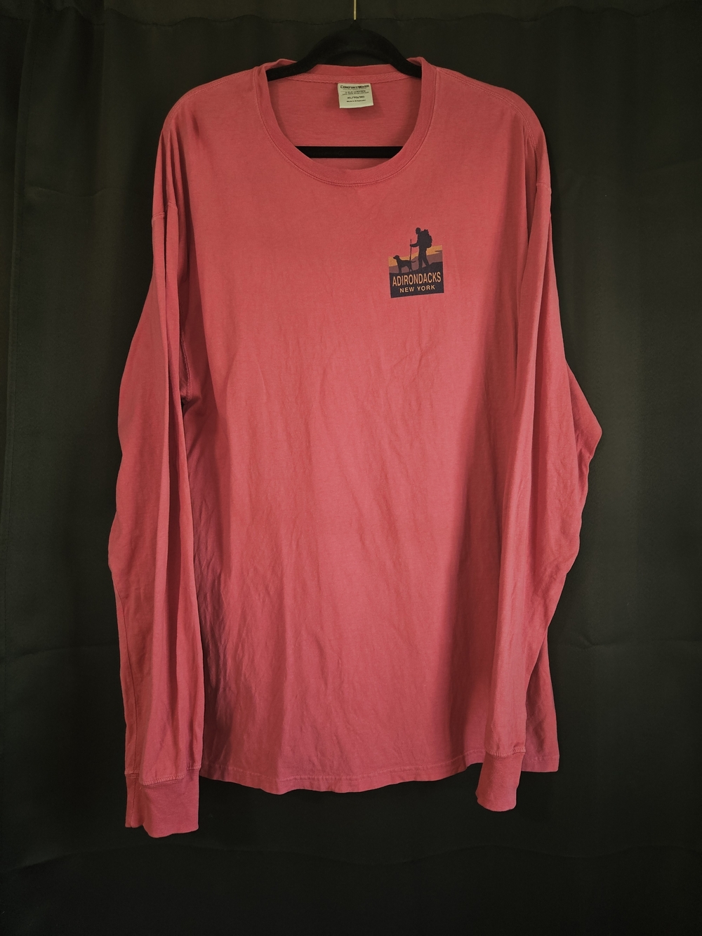 ComfortWash Hanes Adirondacks NY Long Sleeve Shirt Graphic Tee Red Men XL